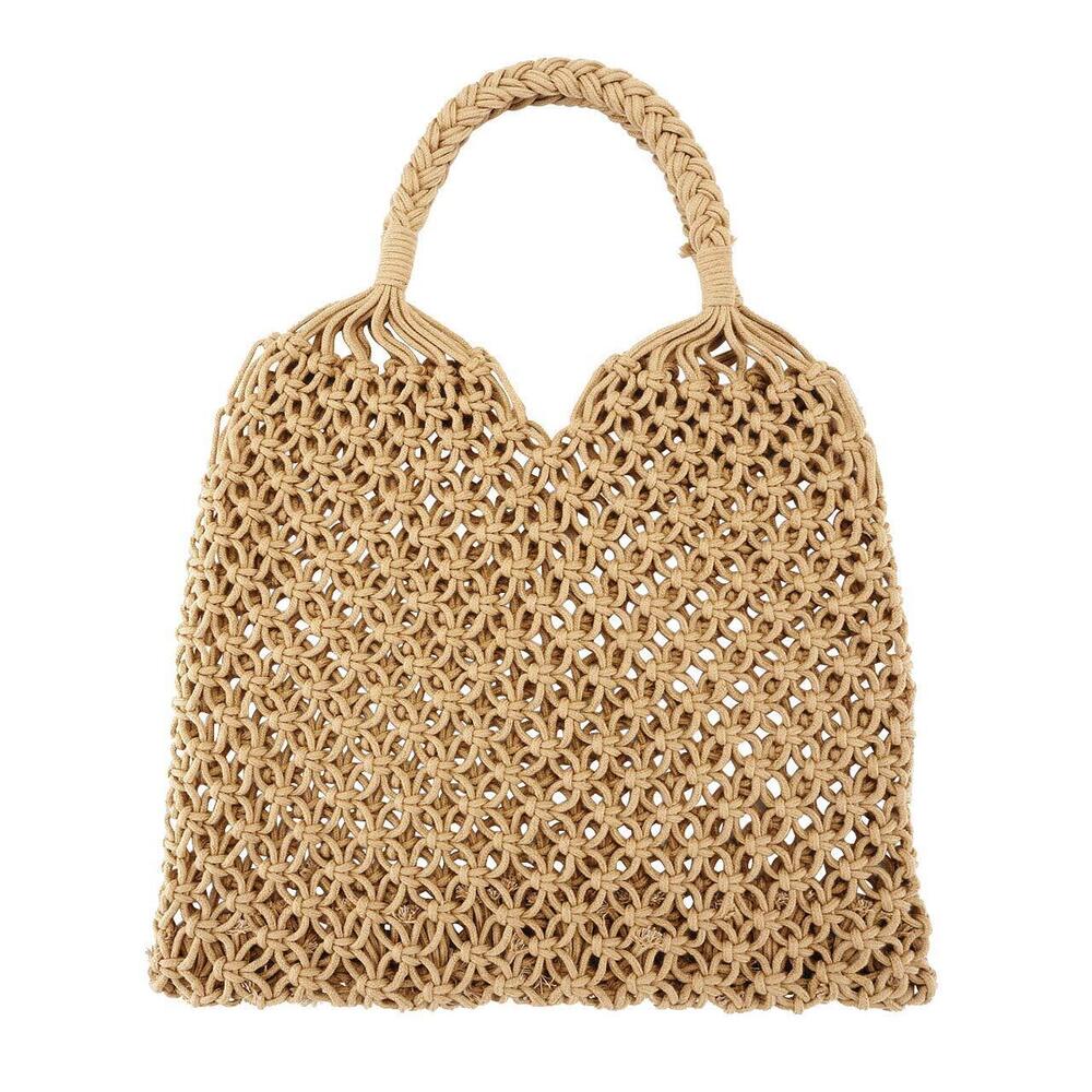8645 Handmade Straw Bag Travel Beach Fishing Net Handbag Shopping Woven